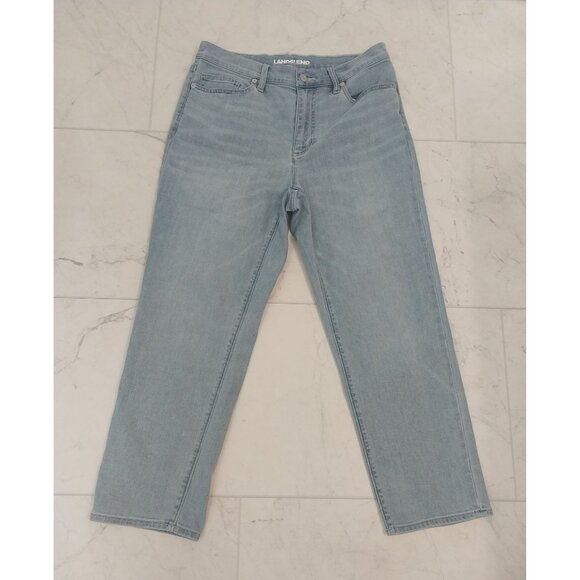 Lands End Light Wash Cropped Demin Jeans Women's Sz 10P - Picture 1 of 14